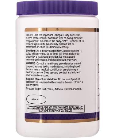 21st Century Fish Oil 1000 mg - 300 Softgels for Heart & Joint Health - Buy Online on GoSupps.com