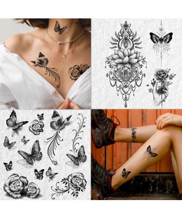 Cerlaza Long-Lasting Fake Tattoos - 30 Styles Waterproof Butterfly & Flower Temporary Body Makeup for Women - Buy Online on GoSupps.com