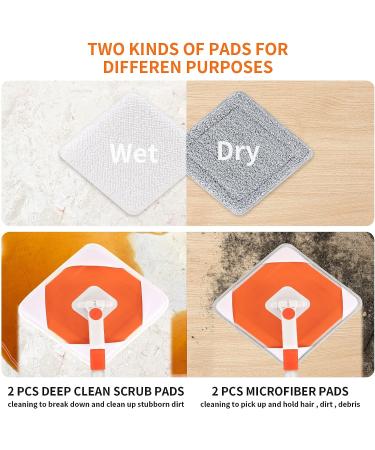 Wall Mop Cleaner with Long Handle | Baseboard Cleaning Tool with Extension Pole | 4 Washable Pads | 54in - Buy Online on GoSupps.com