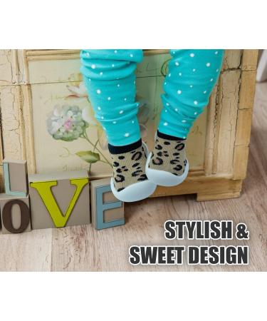 Dookeh Baby Shoes Soft Sole Sneakers | 6-9 Months | Leopard Dark | Toddler Infant Boys Girls First Walking Shoes - Buy Online on GoSupps.com