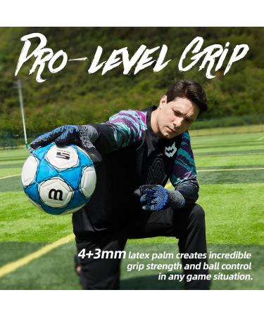 Buy Wvvou Goalkeeper Gloves - Men's Football Gloves with 4+3mm Latex Super Grip - Breathable Black & Blue Design for Ultimate Performance - Buy Online on GoSupps.com
