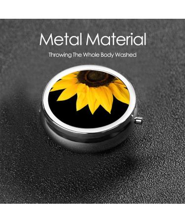 Wild Flower Sunflower Mini Round Pill Box | 3 Compartment Travel Organizer | Portable Medicine Case for Home & Office - Buy Online on GoSupps.com