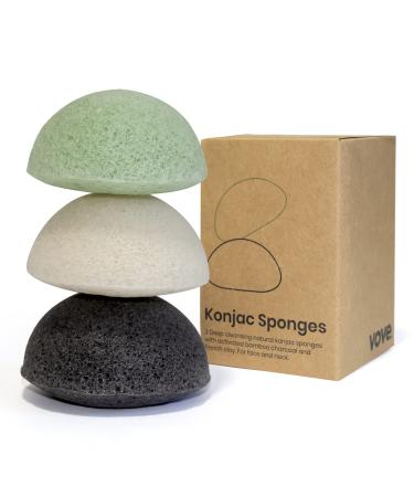 Vove Premium Organic Konjac Sponges - Gentle  Natural Exfoliation for Face & Body