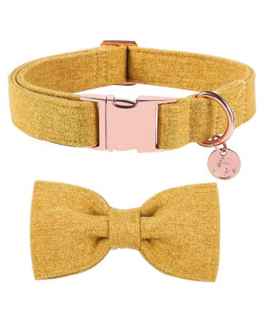 Dogwong dog collar with removable fly yellow pet collar dog dog gift for girls or young dogs comfortable adjustable dog collar for small medium -sized dogs Large (pack of 1) yellow