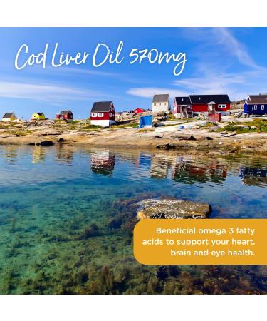 Healthspan Cod Liver Oil 570mg | Support Your Brain Heart Eyes & Bones | 150mg Omega 3 Fatty acids per Capsule (180 Capsules) 180 Count (Pack of 1) - Buy Online on GoSupps.com