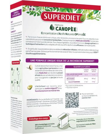 SUPERDIET - BLACK RADISH - ORGANIC ARTICHOKE - Transit & Easy Digestion - Made in France - 20 ampoules of 10 ml - Buy Online on GoSupps.com