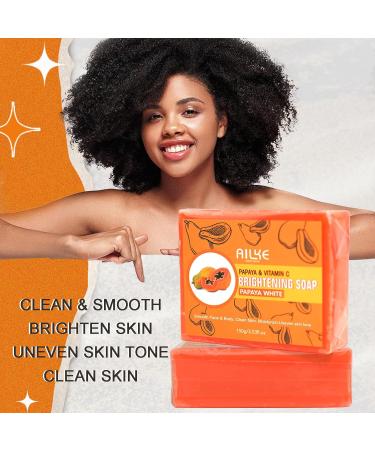  AILKE BOOST LUSTER AILKE Papaya & Vitamin C Brightening Soap Bar Whitening Smooth Skin Reduce Dark Spots Clean Stains Uneven Skin Tone Body Wash for Face and Body 150g (Pack of 1) - Buy Online on GoSupps.com
