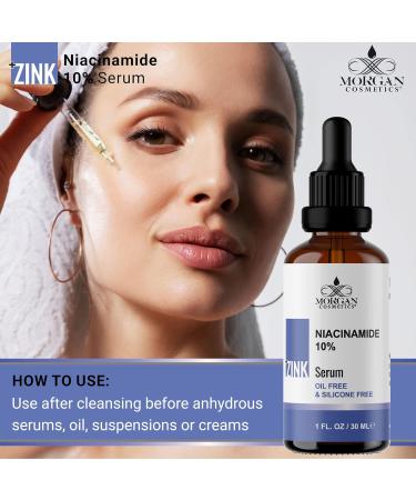 Shop Morgan Cosmetics Niacinamide Serum 10% | Zinc 1% for Enlarged Pores Brightening & Hydration - Skincare Solution (1 Oz) - International Shipping Available - Buy Online on GoSupps.com