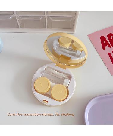 Aipu Hat Contact Lens Container with Mirror - Cute Portable 4-Piece Set in White Khaki Blue & Yellow for Easy Lens Removal - Buy Online on GoSupps.com