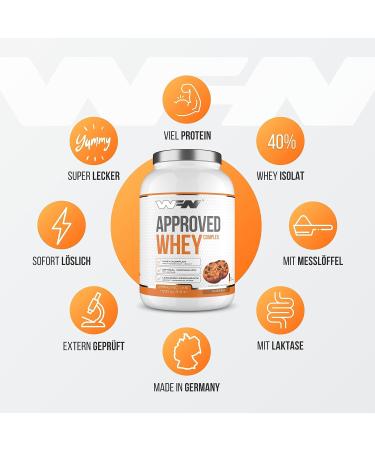 WFN APPROVED Whey Protein Powder - Cookies - 1kg - Whey Isolate & Lactase - High Solubility - 33 Portions - Made in Germany - Lab-Tested Quality - Buy Online on GoSupps.com