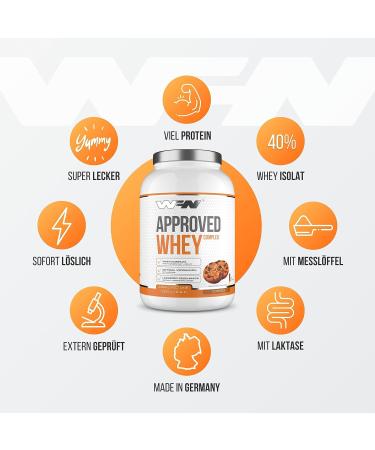 WFN APPROVED Whey Protein Powder - Cookies Flavor - 2x1kg - High Solubility | Lactase & Isolate | 66 Portions | Made in Germany | Lab Tested - Buy Online on GoSupps.com
