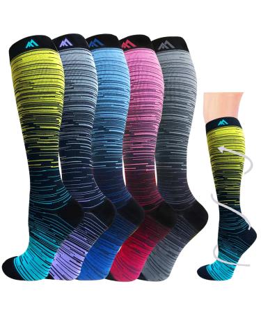 Graduated Medical Compression Socks for Women&Men 20-30mmhg Knee High Socks Large-X-Large Multicoloured 1