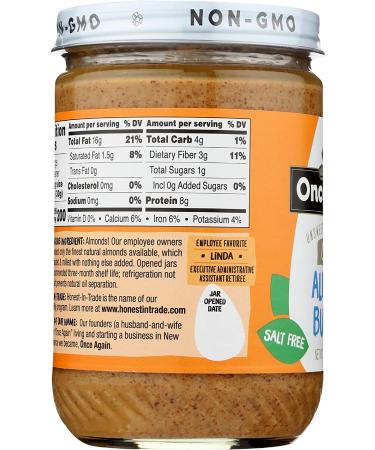 Once Again Natural Creamy Roasted Almond Butter - Unsweetened & Salt-Free - 16 oz - Buy Online on GoSupps.com