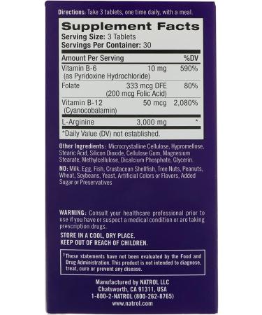 L-Arginine 3000mg by Natrol - 2 Pack 90 Count Tabs - Nitric Oxide Booster for Heart Health - Buy Online on GoSupps.com