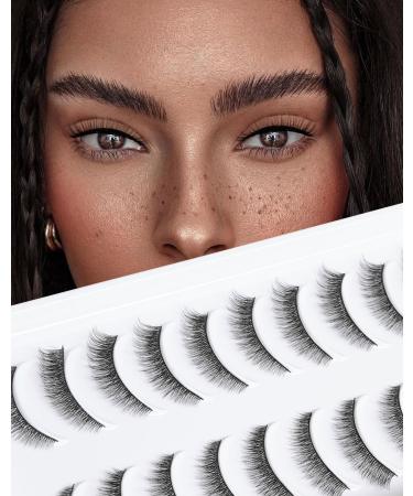 False Eyelashes Natural Look Wispy Fake Eyelashes Short Cat Eye False Lashes Fluffy C Curl Lashes 7 mm 10 Pairs by Jiocolor D5