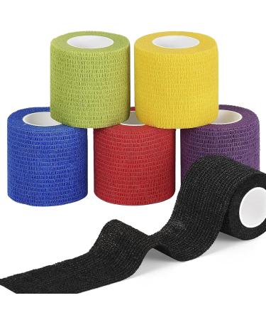 Sagafly 6Pcs Pet Vet Wrap Cohesive Bandages for Dogs Cats Horse Self Adherent Bandage for Wrist Ankle Self Adhesive Cohesive Dog Bandage Non-Woven Elastic Bandage Tape 5cm x 4.5m 6pcs Mix Color