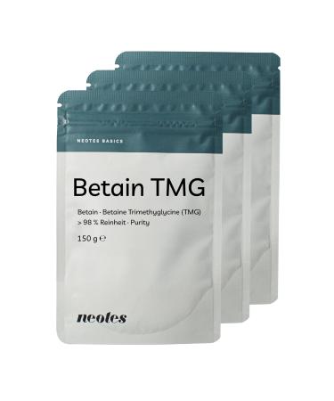 Betain TMG powder - 3x150g - Premium dietary supplement - over 98% purity - without unnecessary additives - 2400mg per portion - laboratory test 3x150g pack