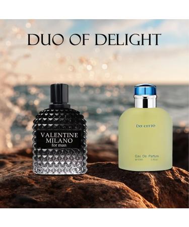 Valentine Milano/Docetto 2PCS Eau De Toilette for Men-Fresh Romantic Scent Perfume for Men 3.4 Fl Oz Each Mens Cologne For All Skin Daily Used Valentine/Docetto - Buy Online on GoSupps.com