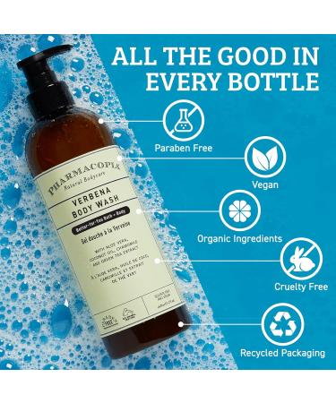 Pharmacopia Verbena Body Wash - Natural Shower Gel Moisturizing and Nourishing Body Cleanser - Infused with Organic Aloe Vera Coconut Oil and Green Tea Extract - Vegan and Cruelty-Free 16 oz - Buy Online on GoSupps.com