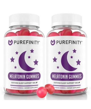 PUREFINITY Melatonin Gummies 5mg for Kids Each Delicious Gummy is 2.5mg (2 Per Serving) for Easily Customizing Your Night Gluten Free Non-GMO Vegan 120 Count (Pack of 2)