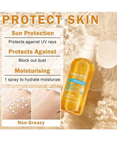 Hydrating SPF 50 Sunscreen Oil Spray - Lightweight Face & Body Protection for Women | Refreshing Sun Care - Buy Online on GoSupps.com