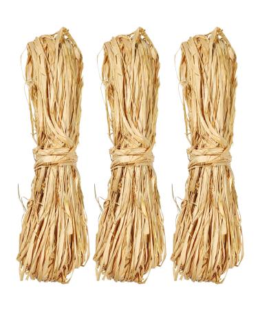 Creatrill Natural Raffia Paper Ribbon  3 x40g Paper Raffia Ribbon Perfect for Florist Bouquets Weaving Decoration Christmas Raffia Gift Wrap Natural Raffia Bundle