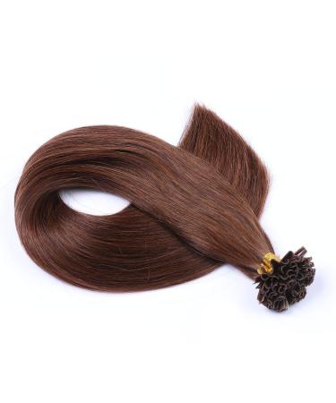 Keratin Bonding #4 Chocolate Brown Hair Extensions - 60cm 50 Strands 1g - 100% Remy Real Hair U-Tip Extensions by Novon Hair Extensions - Buy Online on GoSupps.com