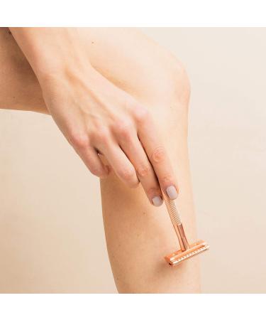 Ruhi Premium Designer Razor for Women - Ros Gold Brass Sustainable & Plastic-Free | Includes 5 Astra Blades | Zero Waste Safety Razor - Buy Online on GoSupps.com