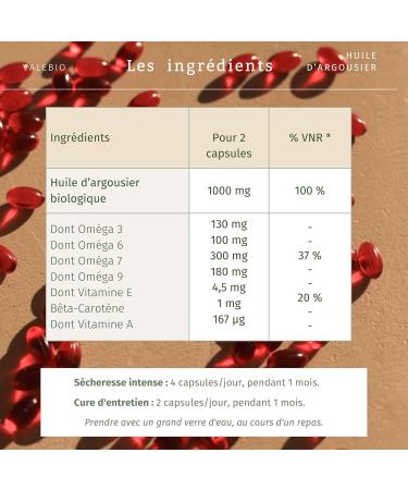  Valebio Organic Sea Buckthorn Oil | Skin and Mucous Membrane Hydration | Rich in Omega 3 6 7 & 9 | 60 Capsules | Made in France | Valebio - Buy Online on GoSupps.com