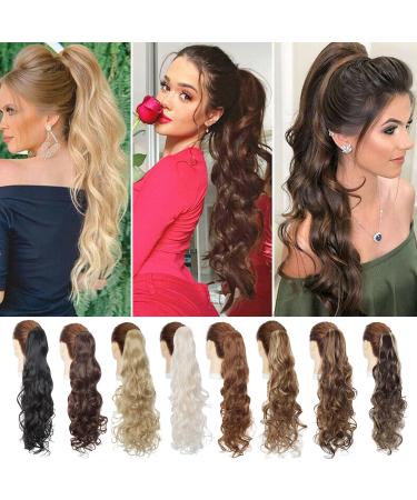Ponytail extension ponytail hair extension hair extension claw clip in braid hair piece hair like real hair long wavy 60cm dark brown 60cm wavy dark brown - Buy Online on GoSupps.com