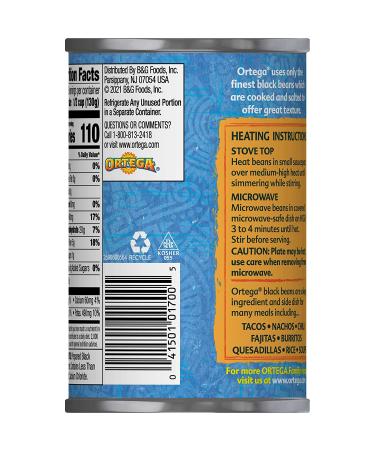 Ortega Black Beans Original Flavor 15oz (Pack of 12) - Buy Now for a Tasty and Convenient Meal Option! - Buy Online on GoSupps.com