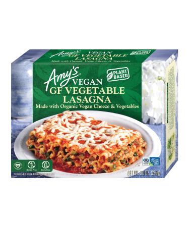 Amy's Vegan Frozen Meals, Gluten Free Vegetable Lasagna, Made with Organic Vegetables and Vegan Cheeze (Vegan Cheese), 9 oz.