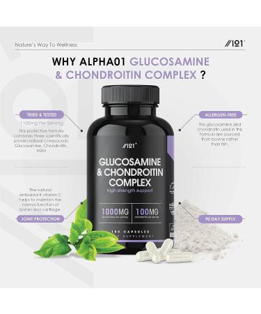Glucosamine & Chondroitin Complex with MSM, Boswellia, Rosehip, Ginger & Turmeric - 180 Capsules (Non-GMO) - Buy Online on GoSupps.com