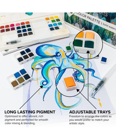 GenCrafts Watercolor Paint Palette Set | 48 Premium Colors with Bonus Paper Pad, Brushes, & Storage Case | Portable Painting Kit for Artists - Buy Online on GoSupps.com