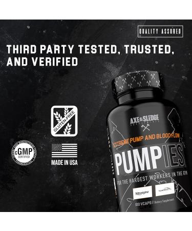 Axe & Sledge PUMPIES Nitric Oxide Booster - Enhance Pumps Performance & Recovery | 20 Servings 100 Capsules - International Shipping Available - Buy Online on GoSupps.com