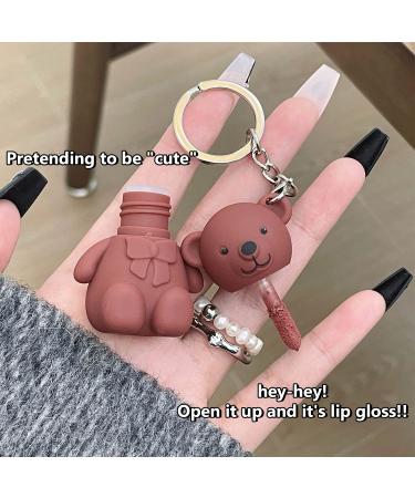 MISEDI 2pcs 2 in 1 Key Chain Bear Lipstick Mist Matte Velvet Lipstick | Waterproof Long Lasting Lip Gloss - Cute Bear Beauty Makeup - Buy Online on GoSupps.com