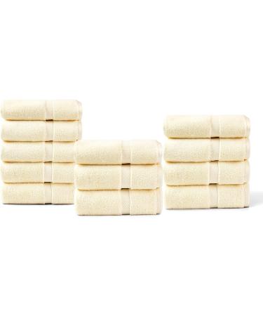 Threadmill 100% Cotton Fingertip Towels Pack of 12 - Ivory Luxury 600 GSM - Ultra Soft & Absorbent Washcloths - Premium Lint Free 12 Piece Washcloth Set - Buy Online on GoSupps.com