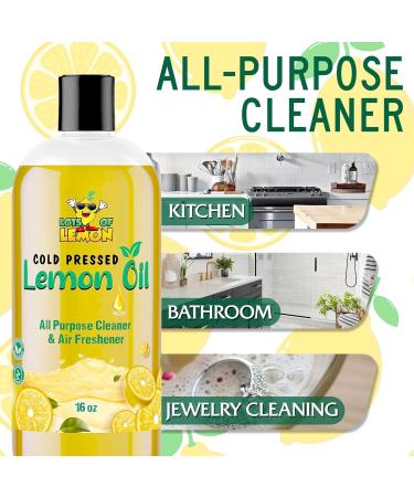 Cold Pressed Lemon Oil 16oz | 85% D-Limonene | USA Made Concentrated Cleaner & Air Freshener | Dilutes Up to 16 Gallons - Buy Online on GoSupps.com