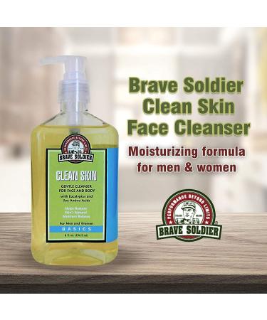 Brave Soldier Clean Skin Face Cleanser | Moisturizing Face Wash for Sensitive Skin | Mild Makeup Remover | 8 fl. oz. Bottle - Buy Online on GoSupps.com