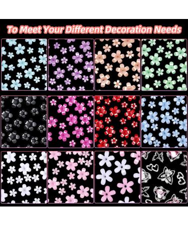 3D Tiny Flower Nail Charms - Pink & Colorful Acrylic Nail Gems for Art | Butterfly & Heart Nail Accessories with Pickup Tool - Buy Online on GoSupps.com