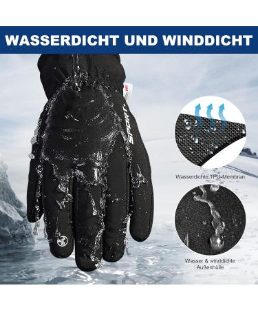 Qifengl Waterproof Winter Gloves for Men & Women | Touchscreen 3M Thinsulate Ski Gloves | Non-Slip Bike Gloves for Hiking Running & Motorcycling - Black - Buy Online on GoSupps.com