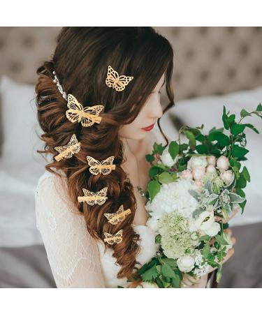 24 Piece Metallic Butterfly Hair Clips for Women and Girls - Gold, 2 Styles & Sizes - Hair Accessories for Weddings and Brides - Buy Online on GoSupps.com