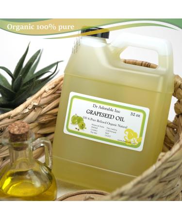 Buy Dr Adorable 32 oz Grapeseed Oil - 100% Pure Cold Pressed Organic - International Shipping Available - Buy Online on GoSupps.com