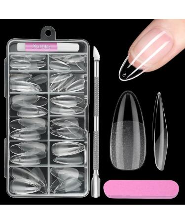 Venares 120 pieces short almond soft gel artificial nail tips set with glue nail buffer nail buffer nail shaver 12 sizes pre -polished nail tips for gel nails short almond nail tips set - Buy Online on GoSupps.com