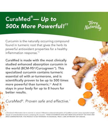 Terry Naturally CuraMed 750mg (2 Pack) - Superior Absorption BCM-95 Curcumin Supplement - Promotes Healthy Inflammation Response - Non-GMO, Gluten-Free, Halal - 120 Total Servings - Buy Online on GoSupps.com