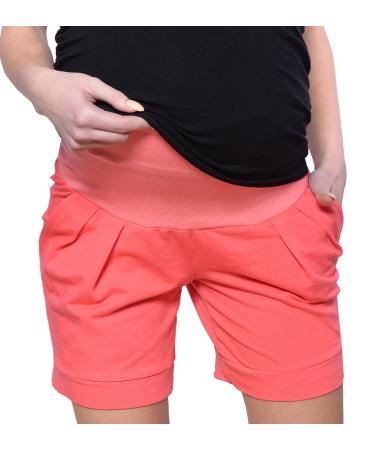 Mija - Maternity Shorts Pants Trousers with Over Bump Panel 1047 6 Coral