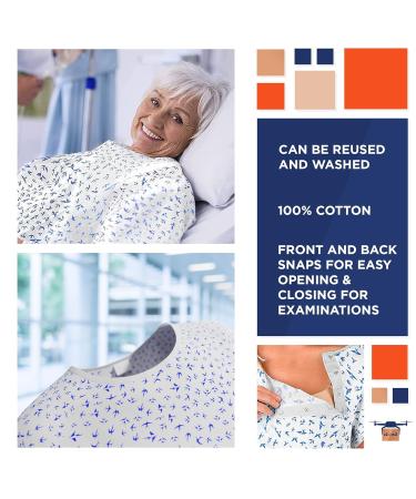 White Patient Robes 100% Cotton Pack of 3 - Unisex Hospital Gowns with Snap Closures - Reusable Nursing Dresses for Adults - Medical Pajamas for Maternity - Large Size - Buy Online on GoSupps.com