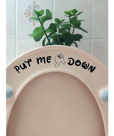 Put Me Down Cute Mickey Hands Toilet Seat/Lid Sticker - Bathroom Dcor (Black)