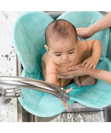Blooming Bath Poppy Baby Bath Pad - Plush Minky Flower Sink Bath Cushion - Seafoam/Brown - Buy Online on GoSupps.com