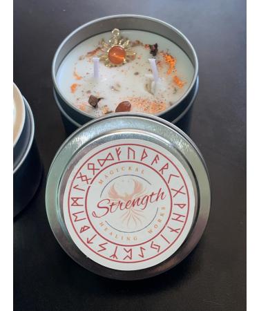 Aromatherapy Soy Wax Intention Candle - Strength - Blood Orange & Cinnamon Scented White